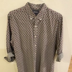 Bonobos Casual Button Up Slim Fit Large - Gray with red dots